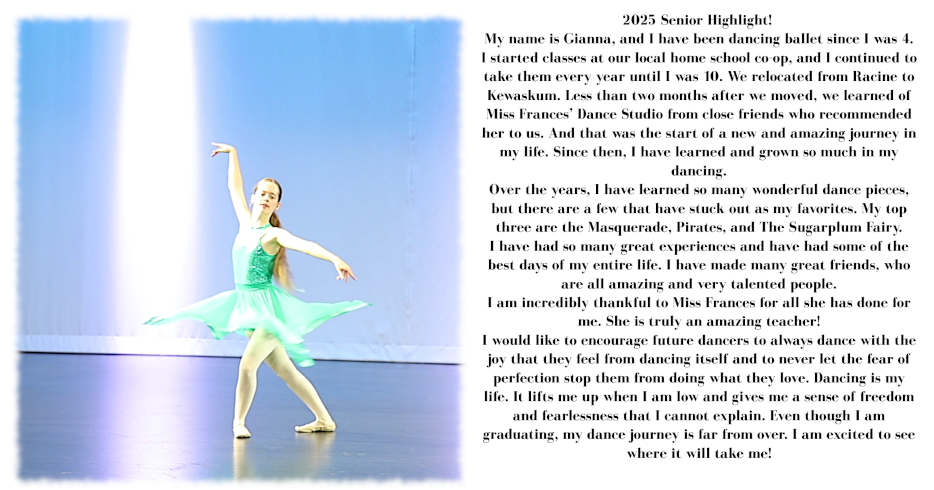 female high school student dancing with caption